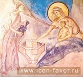 Омовение Младенца, Рождество Христово копия фрески южной стены 1920 год