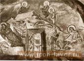 Рождество Христово, фреска на южной стене 1380 г.